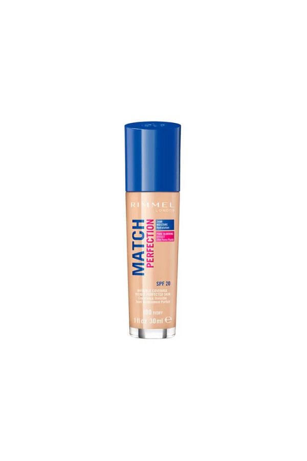 Rimmel London Match Perfection Foundation Spf20 100 Ivory 30ml