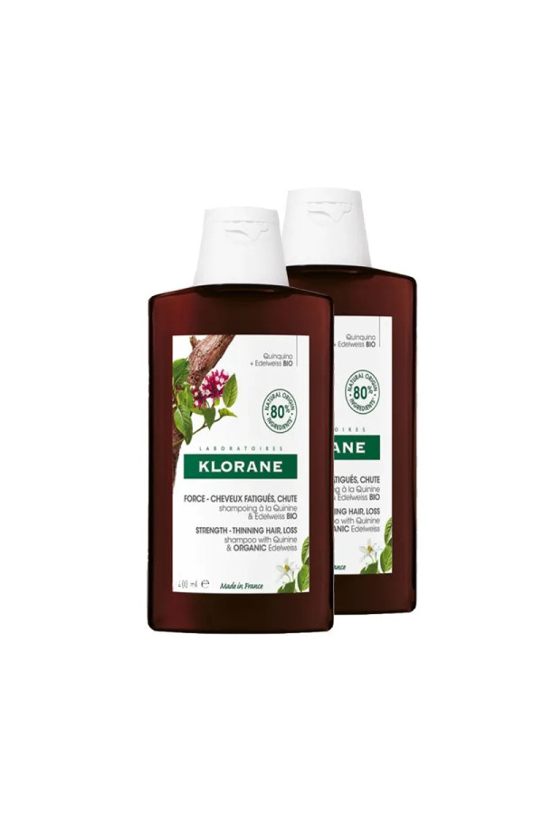 Klorane Shampooing Á La Quinine Et  Á L'Edelveiss Bio 2x400ml