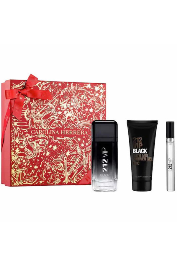 Carolina Herrera 212 Vip Black Men Eau De Perfume Spray 100ml Coffret 3 Produits