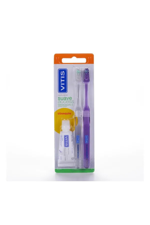 Vitis Double Set Den Access Brosse À Dents Souple Dentifrice