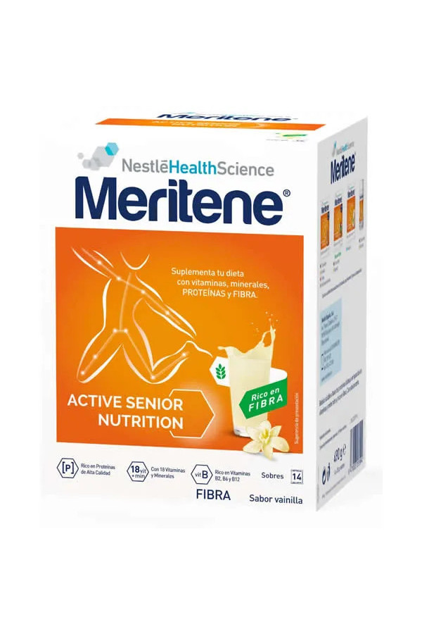 Meritene Active Senior Nutrition Batido Sabor Vainilla Rico En Fibra 14 Sobres
