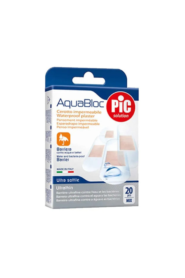 Pic Solution Pic Aquabloc Avec Pansement Adhésif Bactéricide 20 Pcs Assortiment