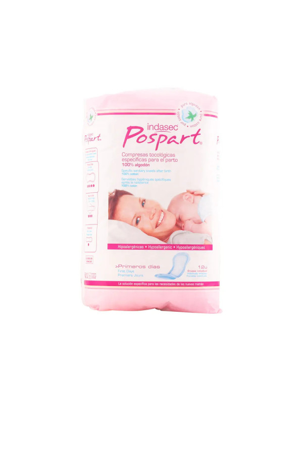 Indasec Pospart Tocological Compresses 100% Coton 12 Unités