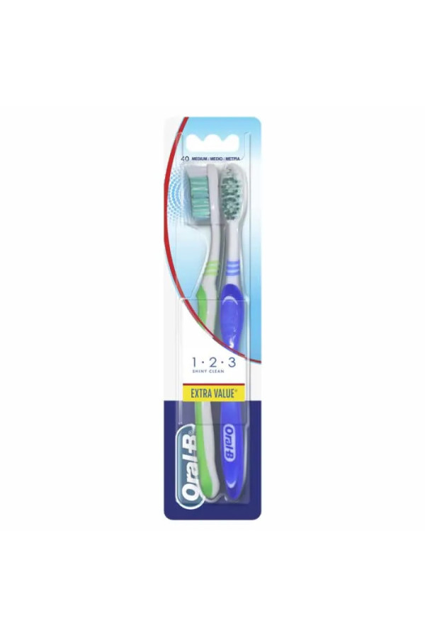 Oral-B Shiny Clean Brosse À Dents Medium 2 Unités