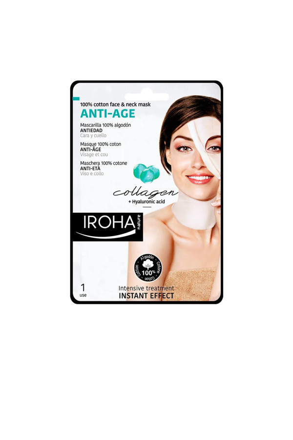 Iroha Nature Anti Âge Masque Coton Visage Et Cou Collagène 1 Unité
