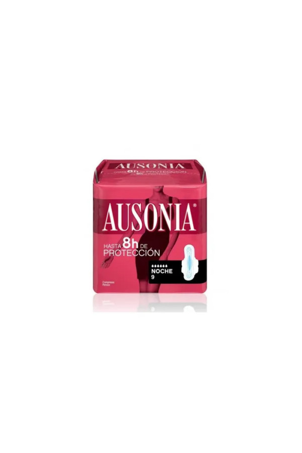 Ausonia Nuit Avec Ailettes Serviettes Hygiéniques 9 Unités