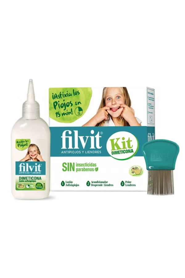 Filvit Dimeticona Anti Poux Lotion 125ml Coffret 3 Produits 