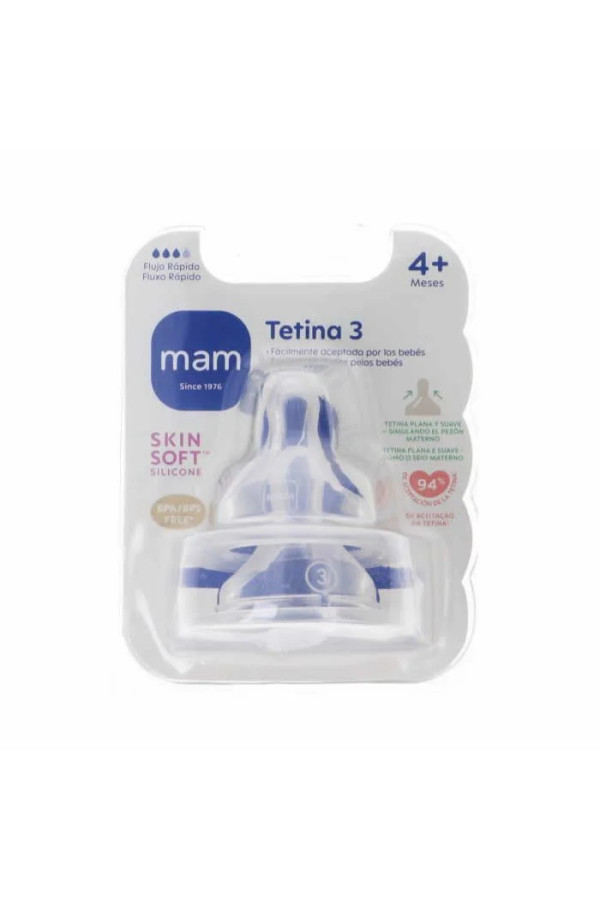 Mam SkinSoft Silicone Teat Fast Flow 4+ Months 2 Units