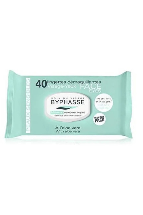 Byphasse Makeup Remover Wipes Aloe Vera Sensitive Skin 40U