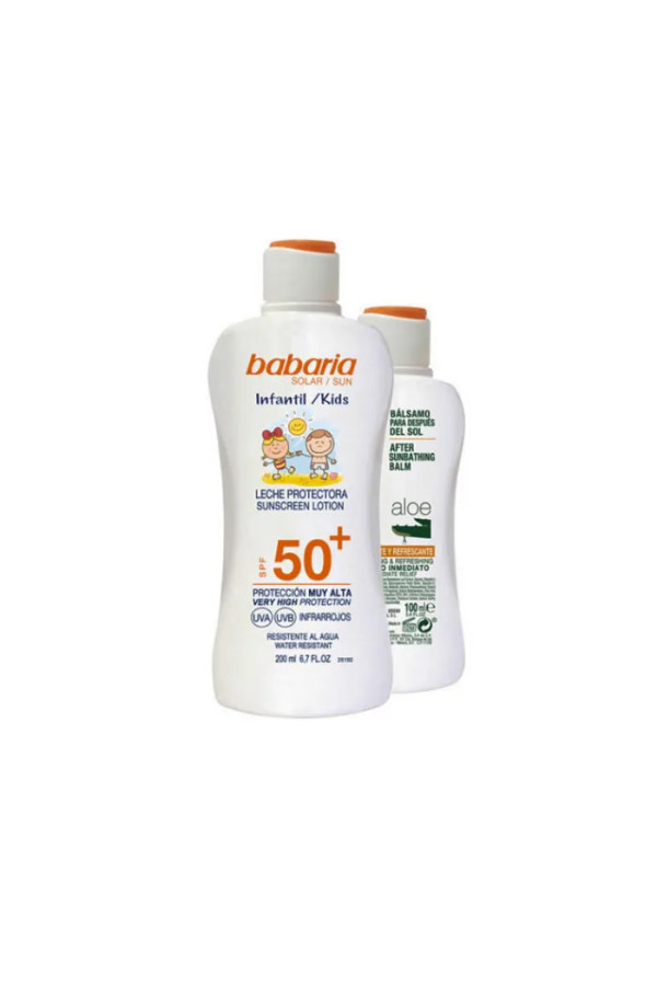 Babaria Crème Solaire Pour Enfants Lait Protecteur Resistant À L'Eau Spf50 200ml Coffret 2 Produits