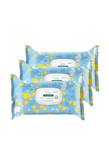 Klorane Bébé Lingettes Nettoyantes Douces Calendula 3x70 Unités