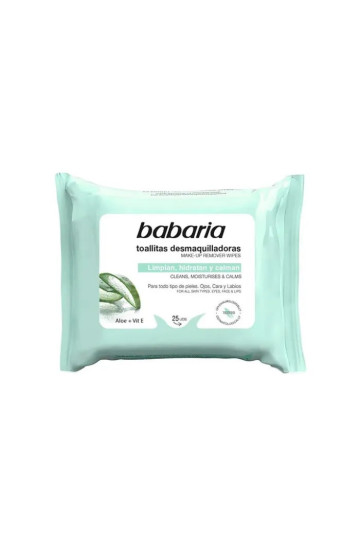 Babaria Aloe Vera Lingettes Démaquillantes Fraîcheur 25 Unités