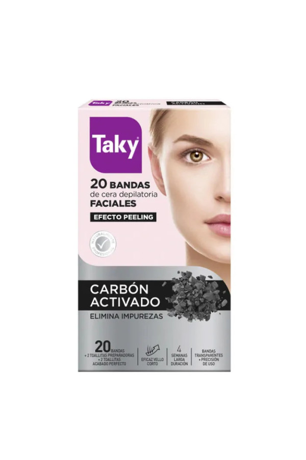 Taky Carbone Activado Bandes De Cire De Visage 20 Unités