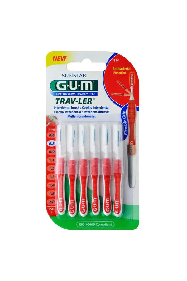 Sunstar Gum Brosse Interdentaire Trav-Ler Iso1 1314 0,8mm 6 Unités