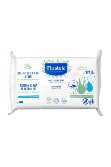 Mustela Lingettes D'eau En Coton Biologique 60U