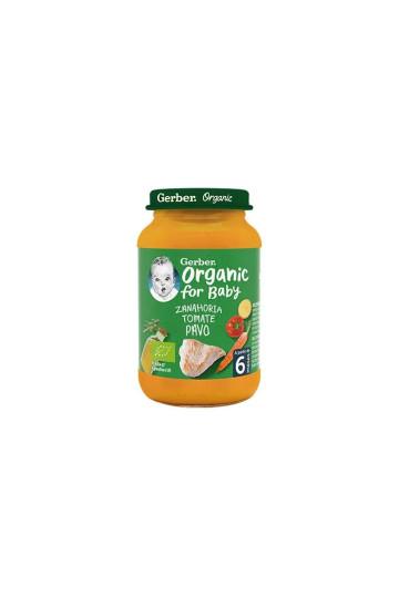 Gerber Organic Carotte Tomate Dinde 1U 190g