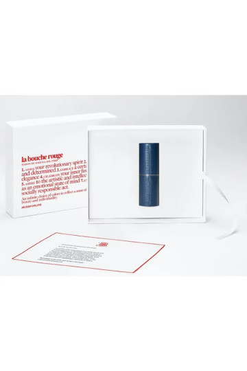 La Bouche Rouge Navy Blue Leather Lipstick Case