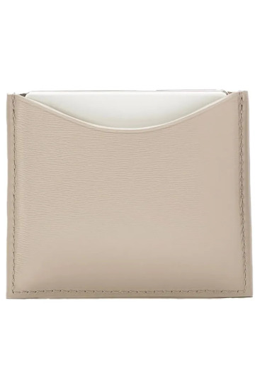 La Bouche Rouge Beige Leather Compact Case