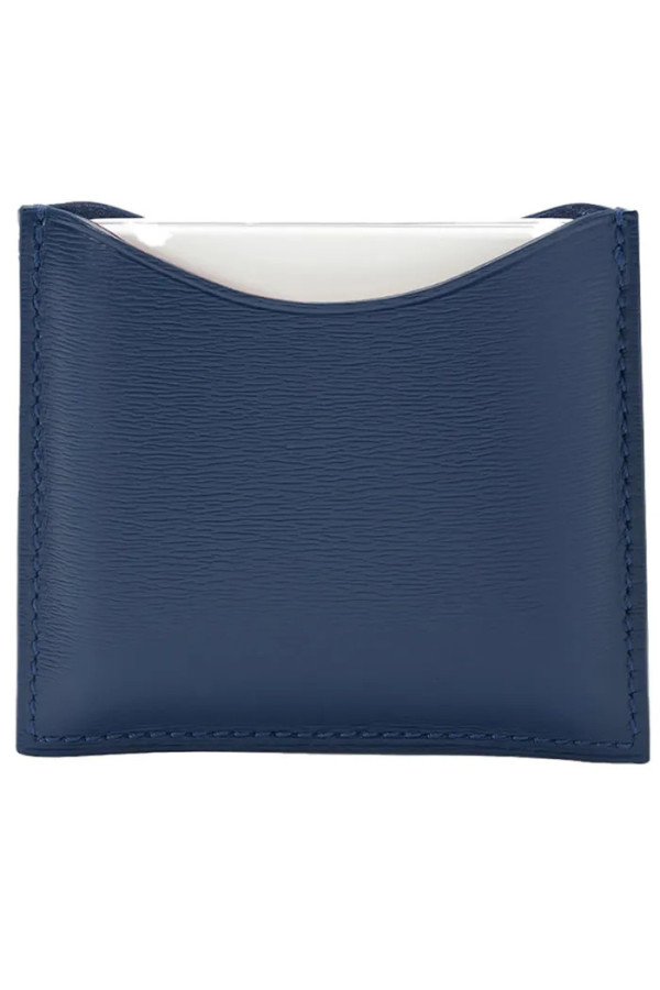 La Bouche Rouge Navy Blue Leather Compact Case