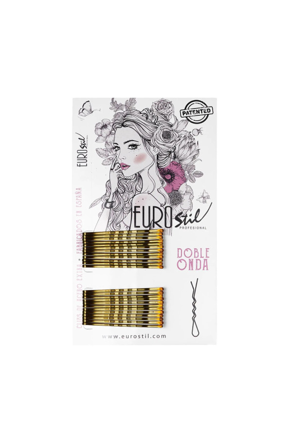 Eurostil Cabello Caja De Clips Doble Onda Bronze 24un