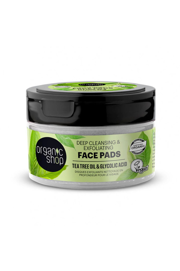 Organic Shop Tea Tree Discos Faciales Exfoliantes Oil Deep Cleansing 20un