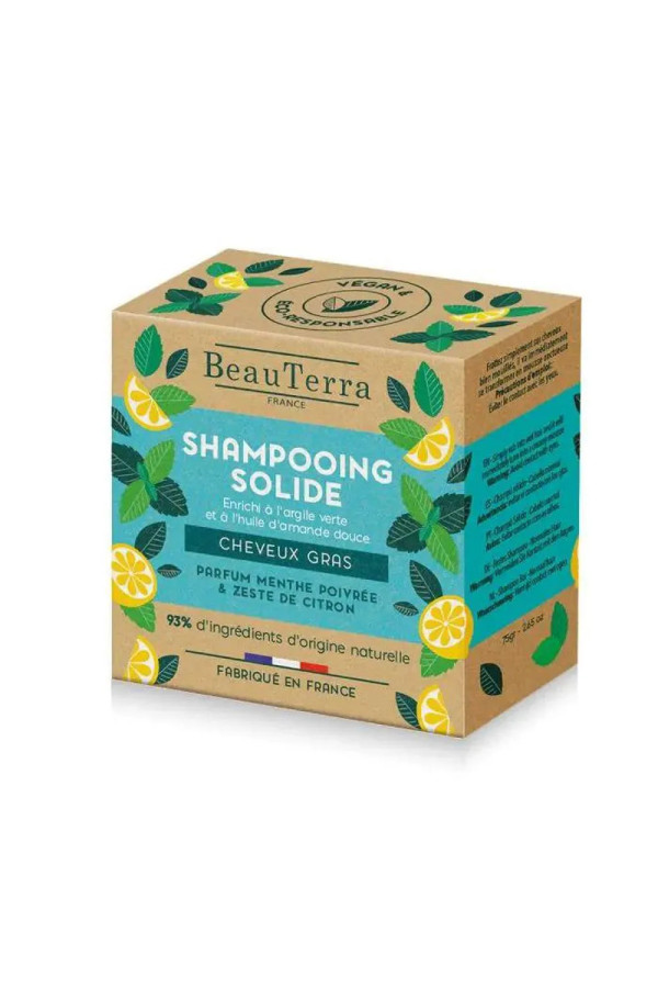 Beauterra Solide Champú De Menta y Cáscara De Limón 75g