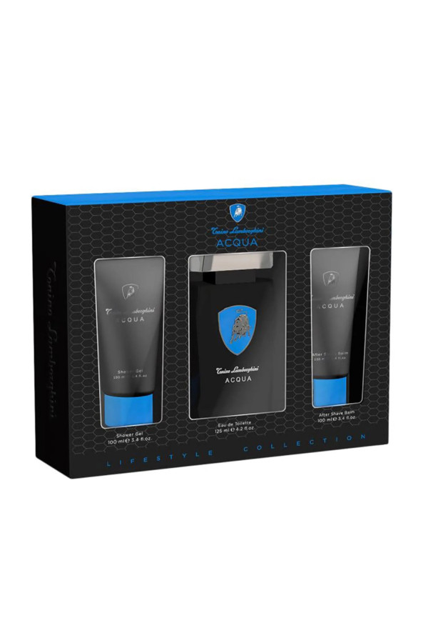 Tonino Lamborghini Acqua Eau De Toilette 125ml Spray Gel De Baño 100ml Balsamo After Shave 100ml