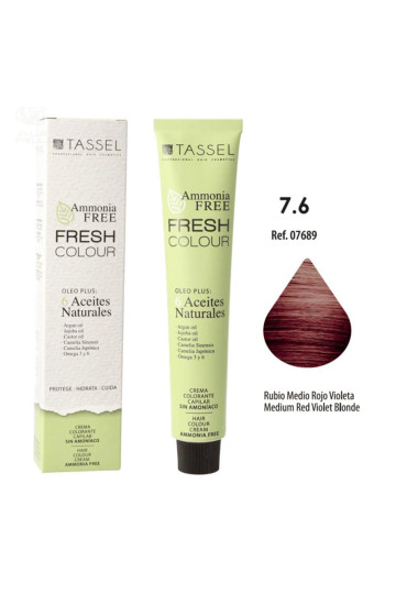 Eurostil Fresh Colour Crema Decolorante 7,6 Rubio Medio Rojo Violeta Sin Amoniaco 1un