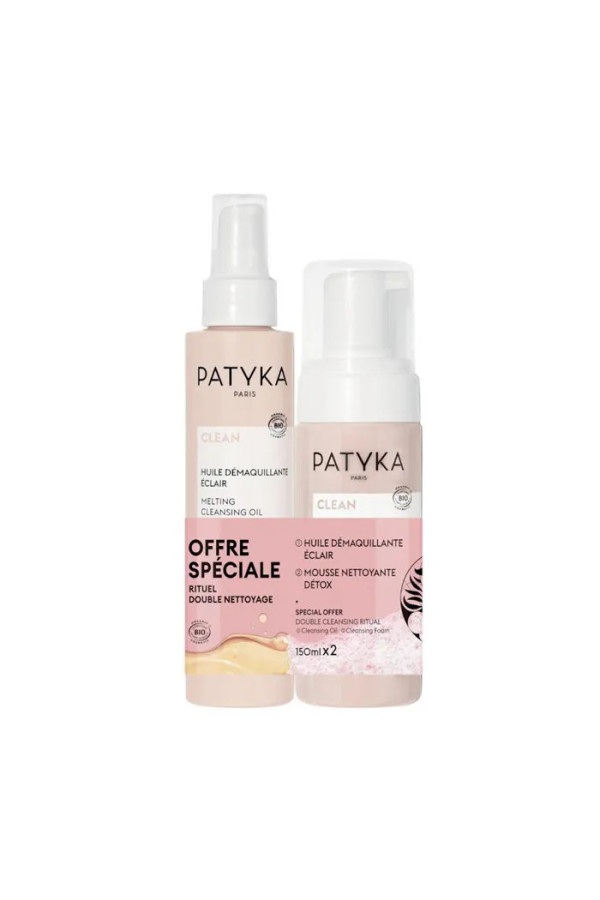 Patyka Huile Démaquillante 150 ml + Mousse Nettoyante 150 ml Coffret 2 Pièces