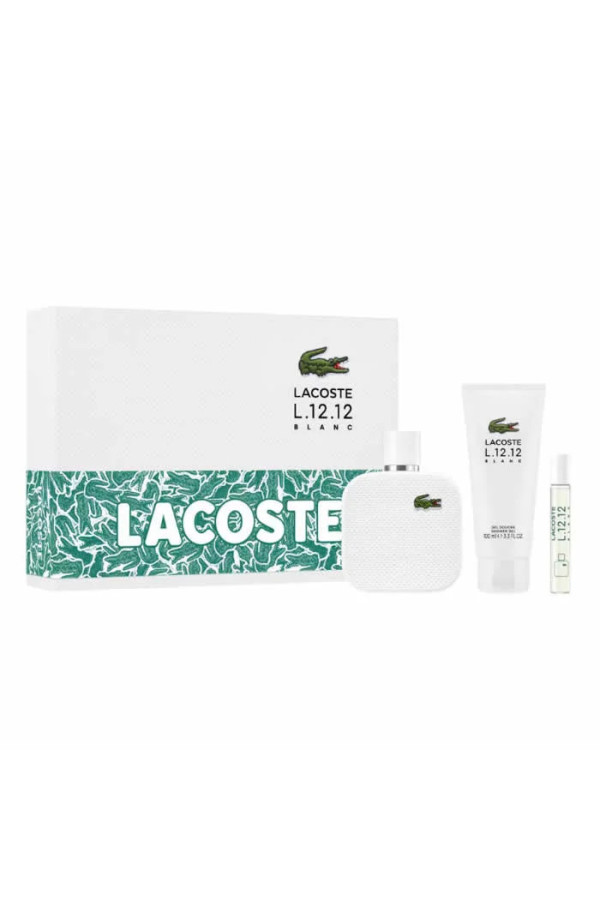 Lacoste L 12 12 Blanc Eau de Toilette Vaporisateur 100ml Coffret 3 Produits
