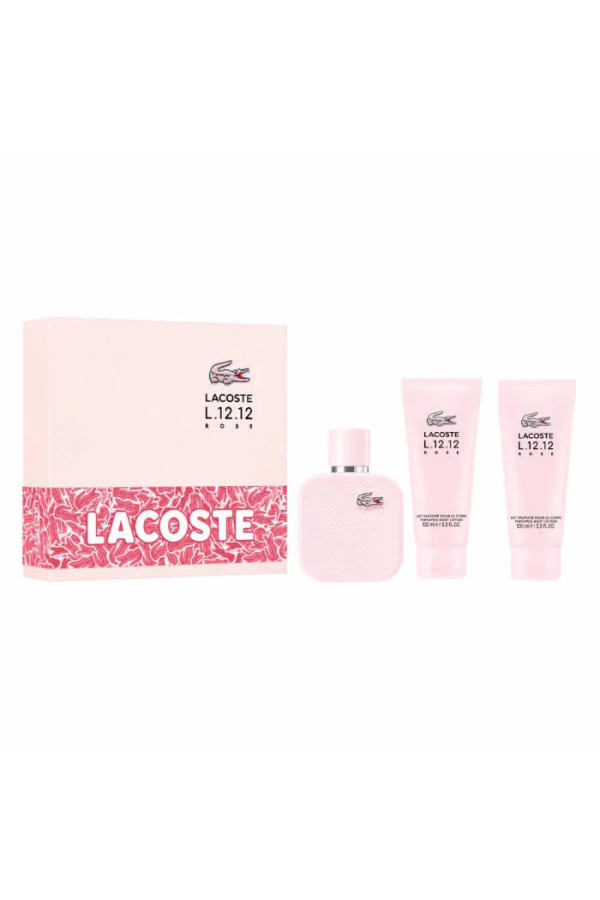Lacoste L.12.12 Rose Eau De Parfum Vaporisateur 100ml Coffret 3 Produits