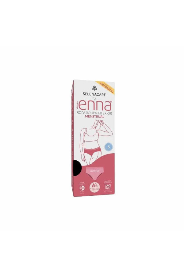 Enna Menstrual Brief Hipster Black Moderate Flow Size S Day & Night