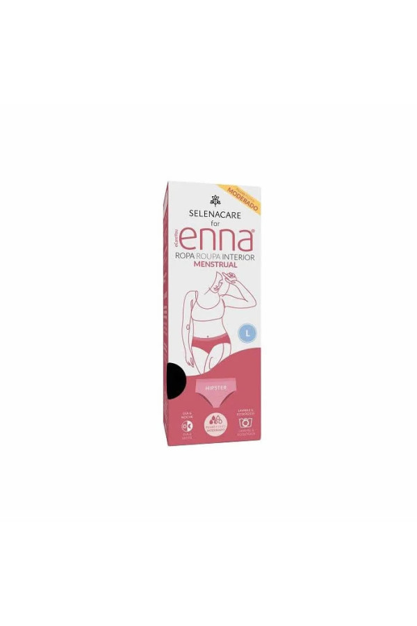 Enna Menstrual Brief Hipster Black Moderate Flow Size L Day & Night