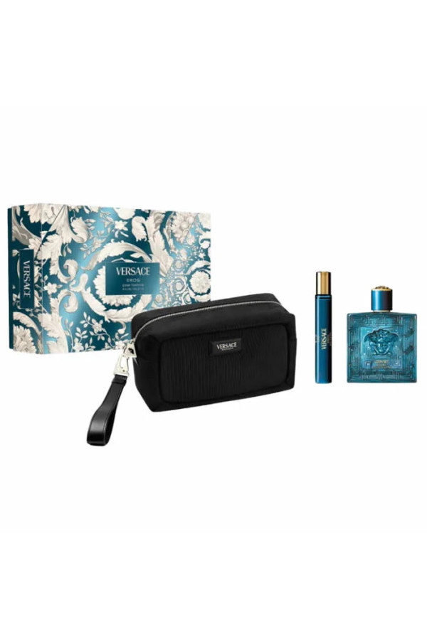 Versace Eros Pour Homme Eau De Toilette Vaporisateur 100ml Coffret 3 Produits